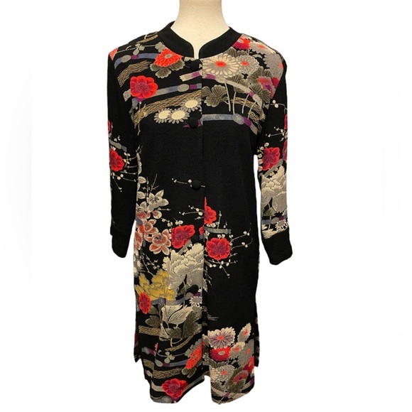 Draper’s & Damon’s Mandarin Floral Asian Garden Duster Coat Jacket Medium NWOT - Picture 6 of 14